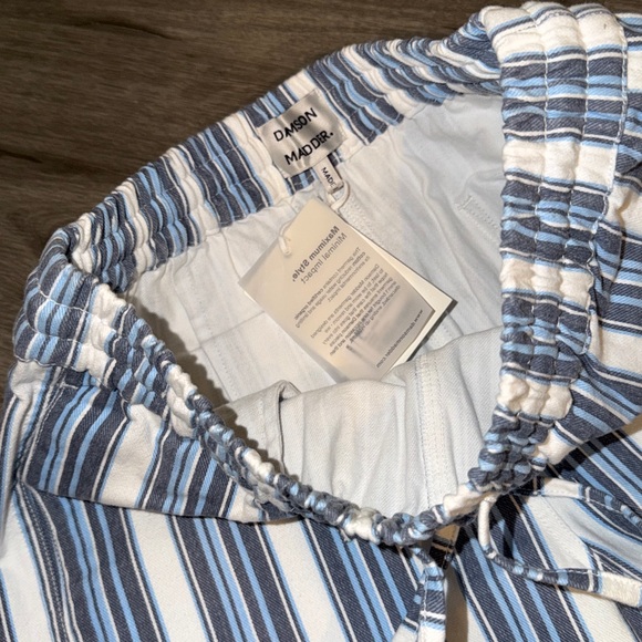 Damson Madder Women's Blue Felix Stripe Organic Cotton Drawstring Jeans - Picture 9 of 11